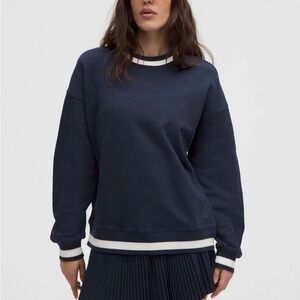 Lululemon Perfectly Oversized Ringer Crew Club Blue / Light Ivory Size 8/10